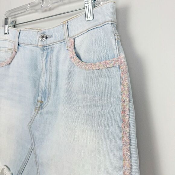 7 FOR ALL MANKIND | Rainbow Fringe Light Wash Denim Skirt Women’s Size 29 (8) - Picture 4 of 13